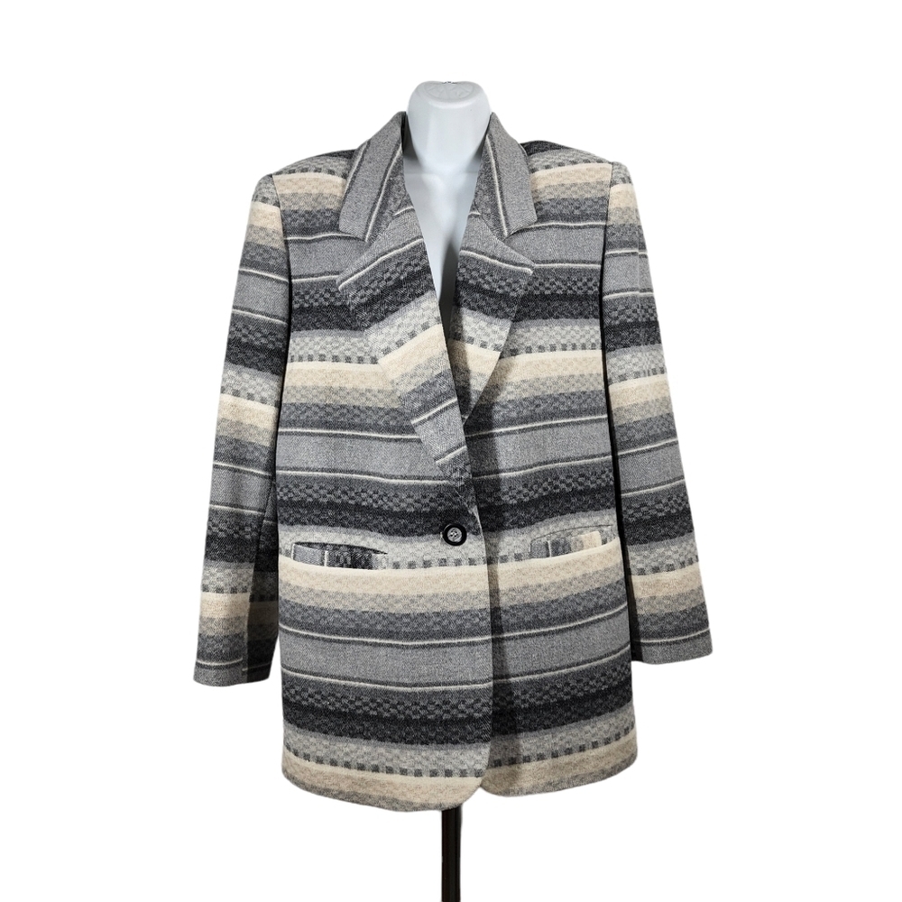 VINTAGE BRAETAN WOOL BLEND ONE BUTTON CLOSURE BLAZER